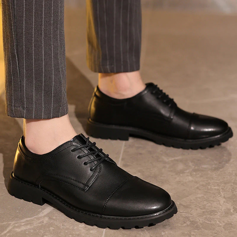 Men’s Derby Shoes – Leather – Cap Toe – Formal Fit – Rubber Sole – Business Dress